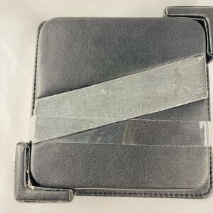 Johnnie Walker Scotch Whiskey Black Leather Coasters Set of 4 in Holder